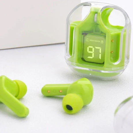 Premium Air 31 Transparent Crystal Bluetooth Wireless Earbuds – Clear, Loud & Distortion-Free Sound Headset