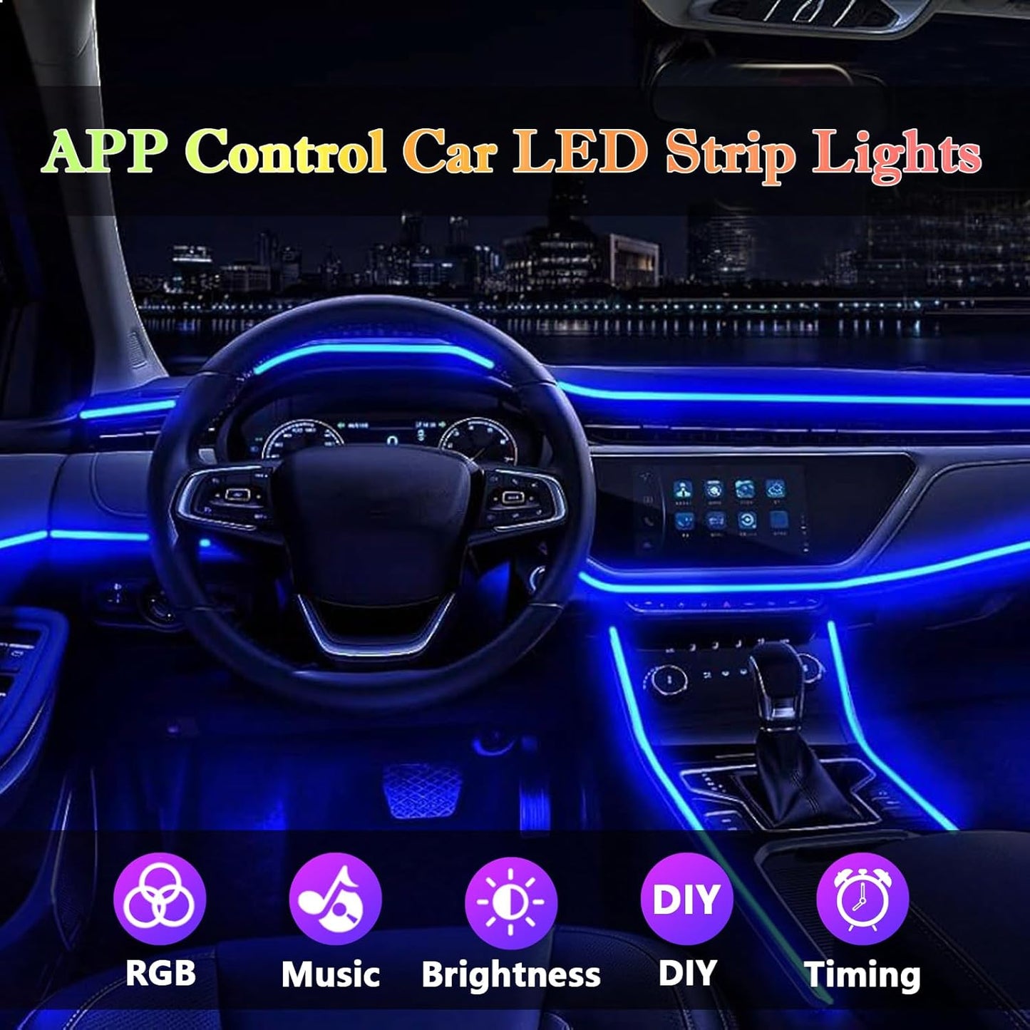 Car USB RGB Neon Optic Strip Ambient Light (IMPORTED)