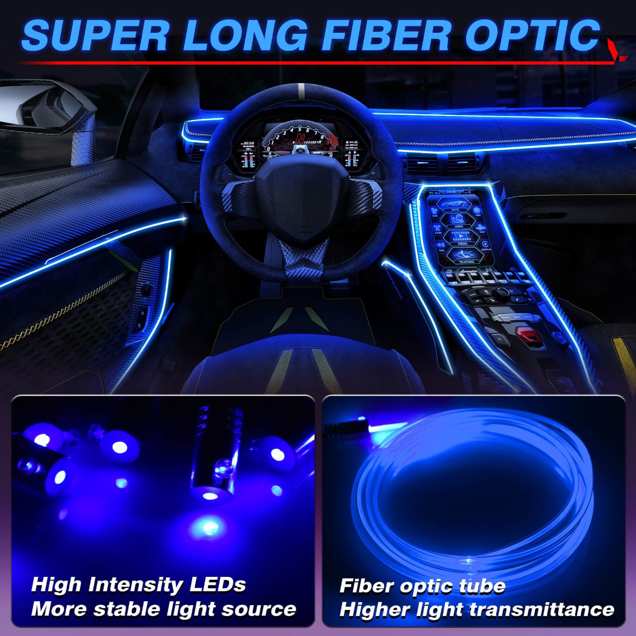 Car USB RGB Neon Optic Strip Ambient Light (IMPORTED)
