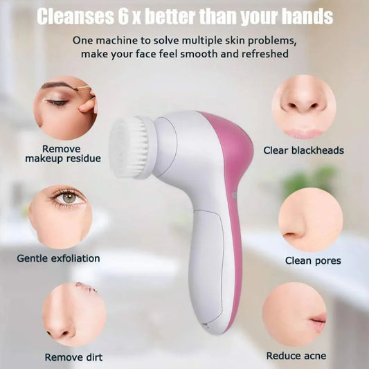 Mega Sale – Imported 5-in-1 Beauty Care Face Massager (Cell Operated) – Trendy & Luxurious Skincare Tool Rs 899